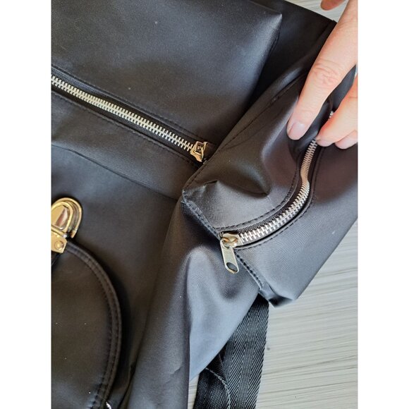 Frankie & Johnnie Black Nylon Purse Backpack With Silver Travel - Picture 10 of 10